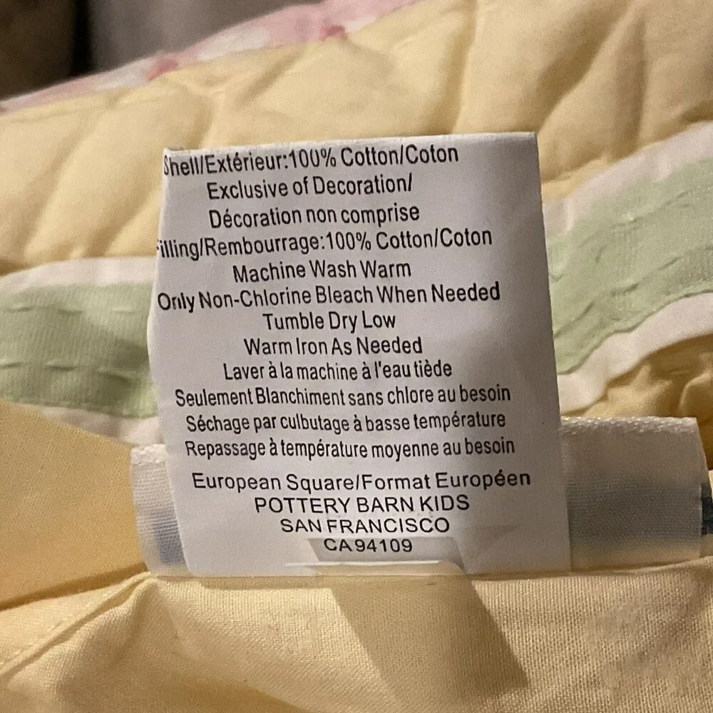 Pottery Barn Kids Standard Sham Quilted Patchwork Polka Dot Butterflies